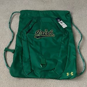 Notre Dame green Under Armour drawstring bag NWT